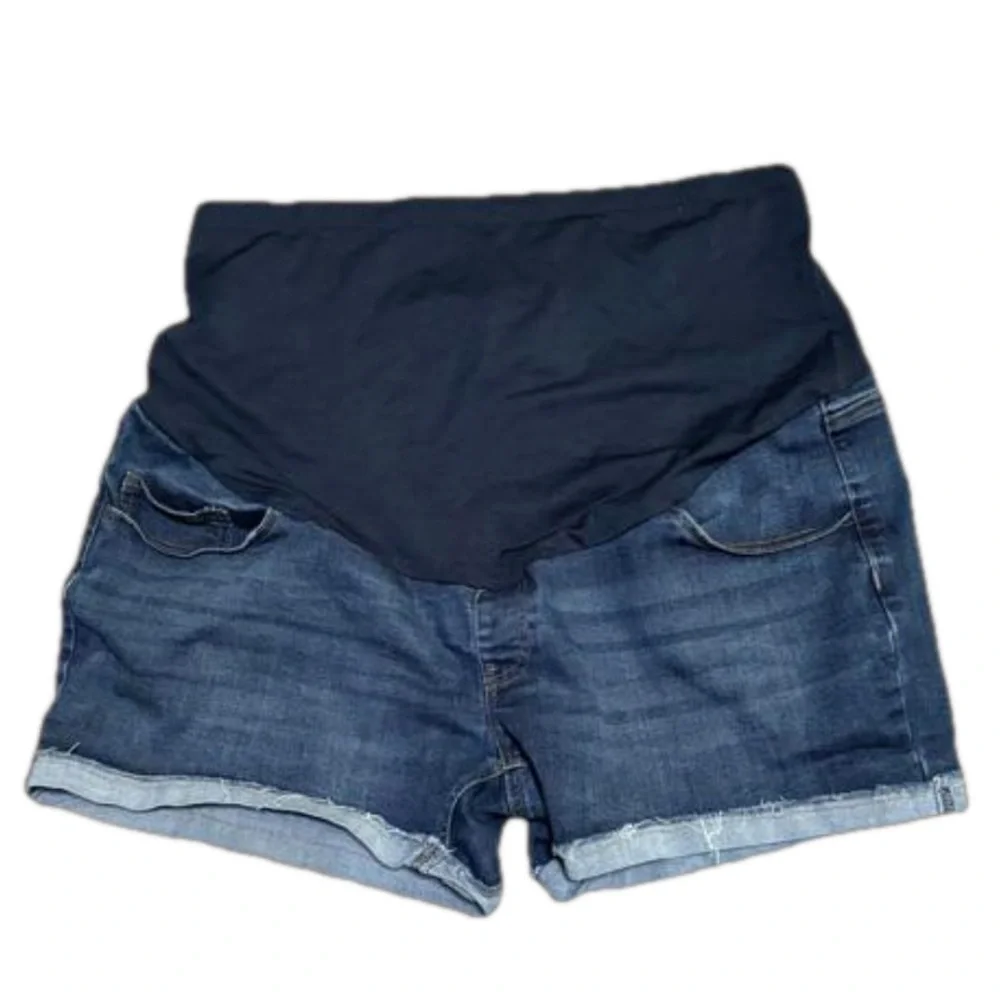 Time and Tru Maternity Denim Blue Jean Shorts Stretchy Belly Women Size 20 XXL - Picture 1 of 10